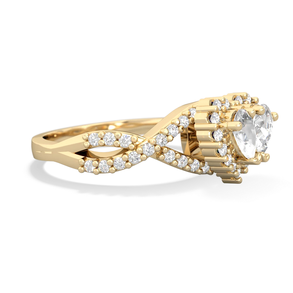 White Topaz Diamond Twist 'One Heart' 14K Yellow Gold ring R2640HRT