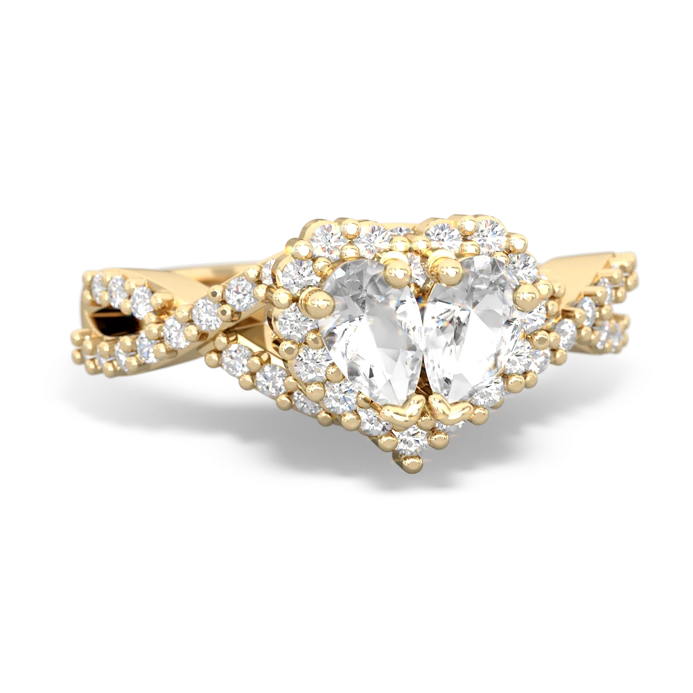 White Topaz Diamond Twist 'One Heart' 14K Yellow Gold ring R2640HRT