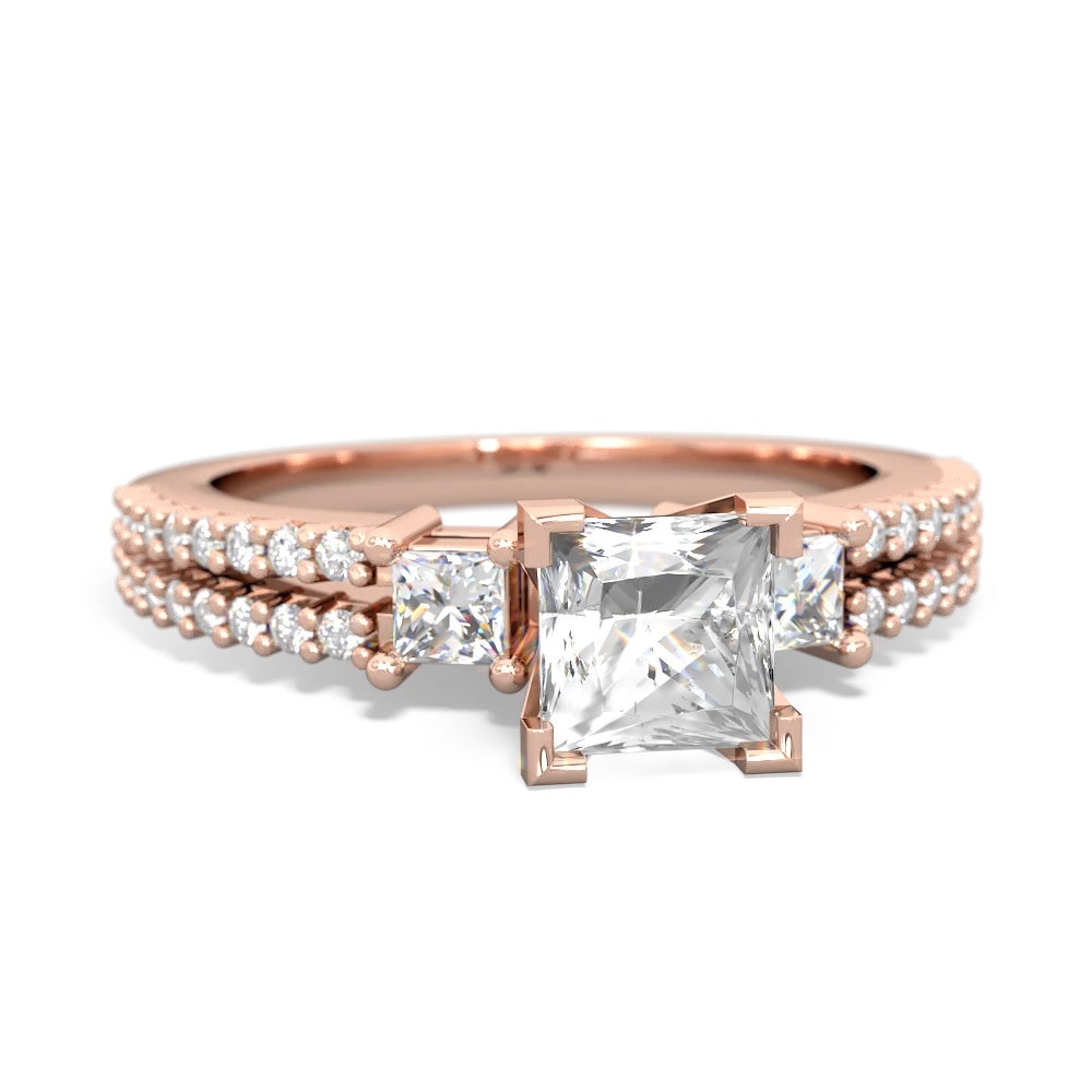 White Topaz Classic 5Mm Square Engagement 14K Rose Gold ring R26435SQ