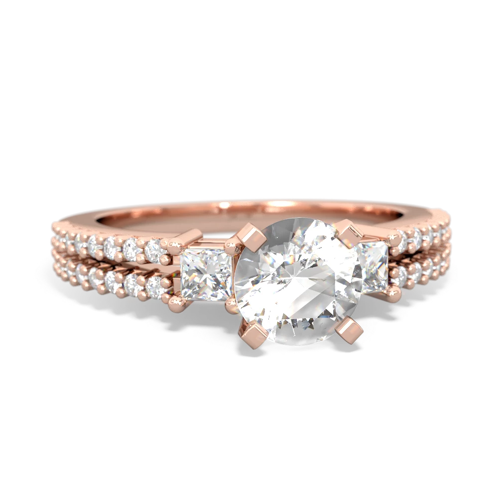 White Topaz Classic 6Mm Round Engagement 14K Rose Gold ring R26436RD