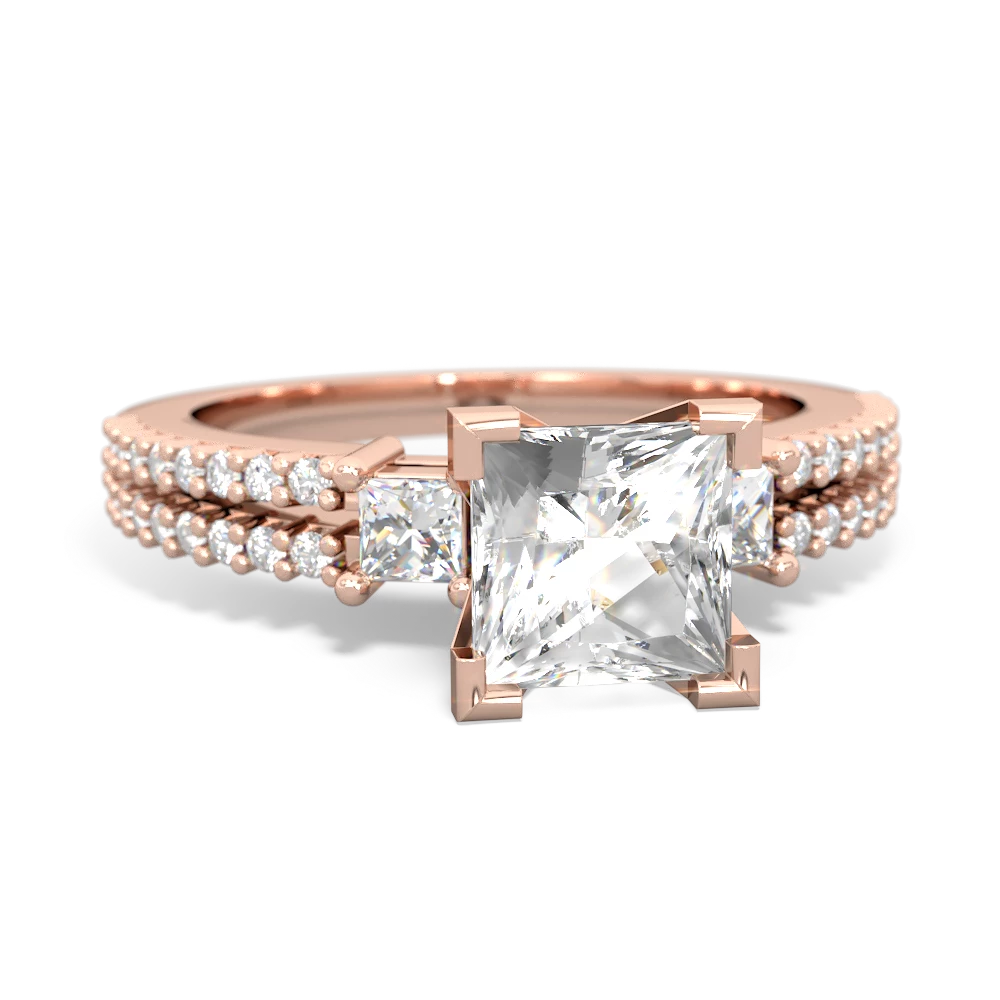 White Topaz Classic 6Mm Princess Engagement 14K Rose Gold ring R26436SQ