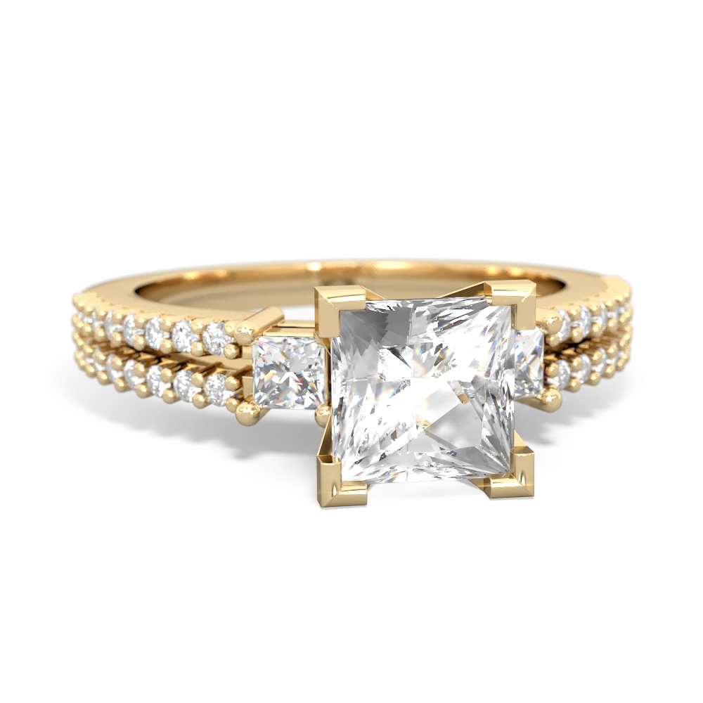 White Topaz Classic 6Mm Princess Engagement 14K Yellow Gold ring R26436SQ