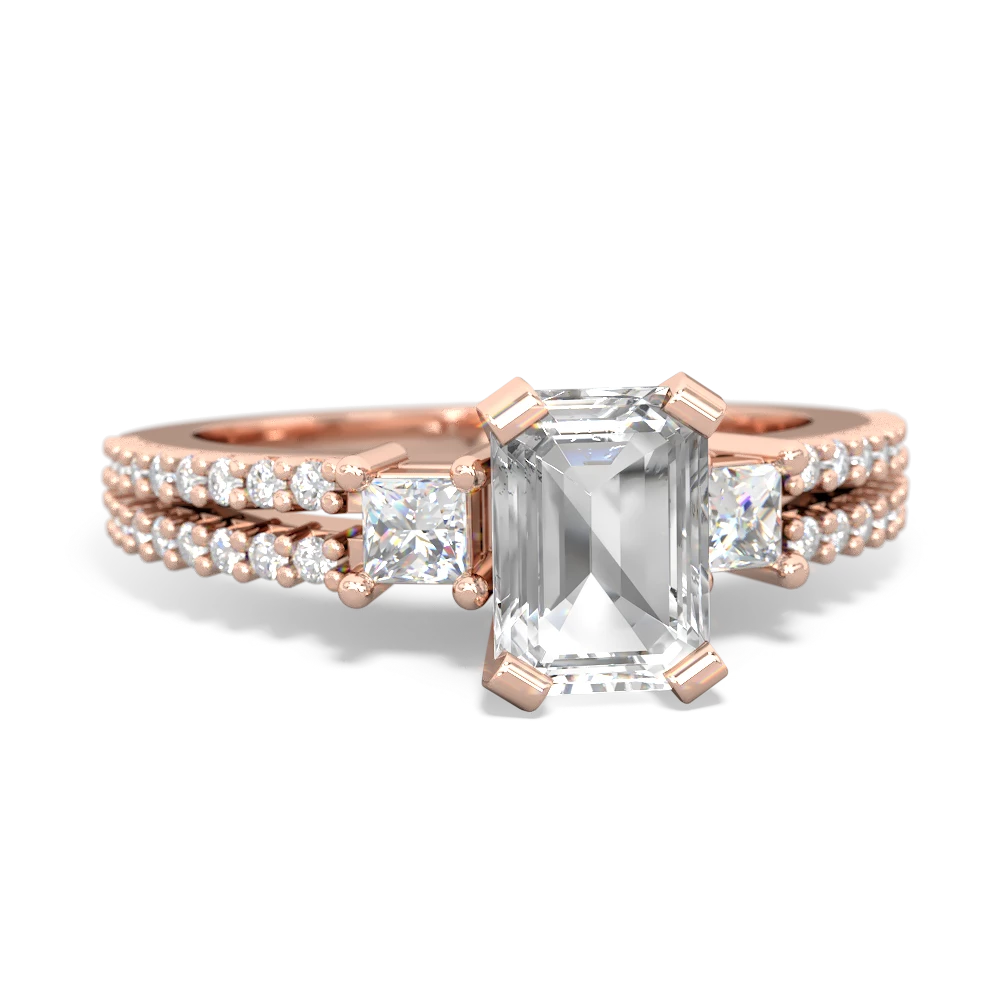 White Topaz Classic 7X5mm Emerald-Cut Engagement 14K Rose Gold ring R26437EM