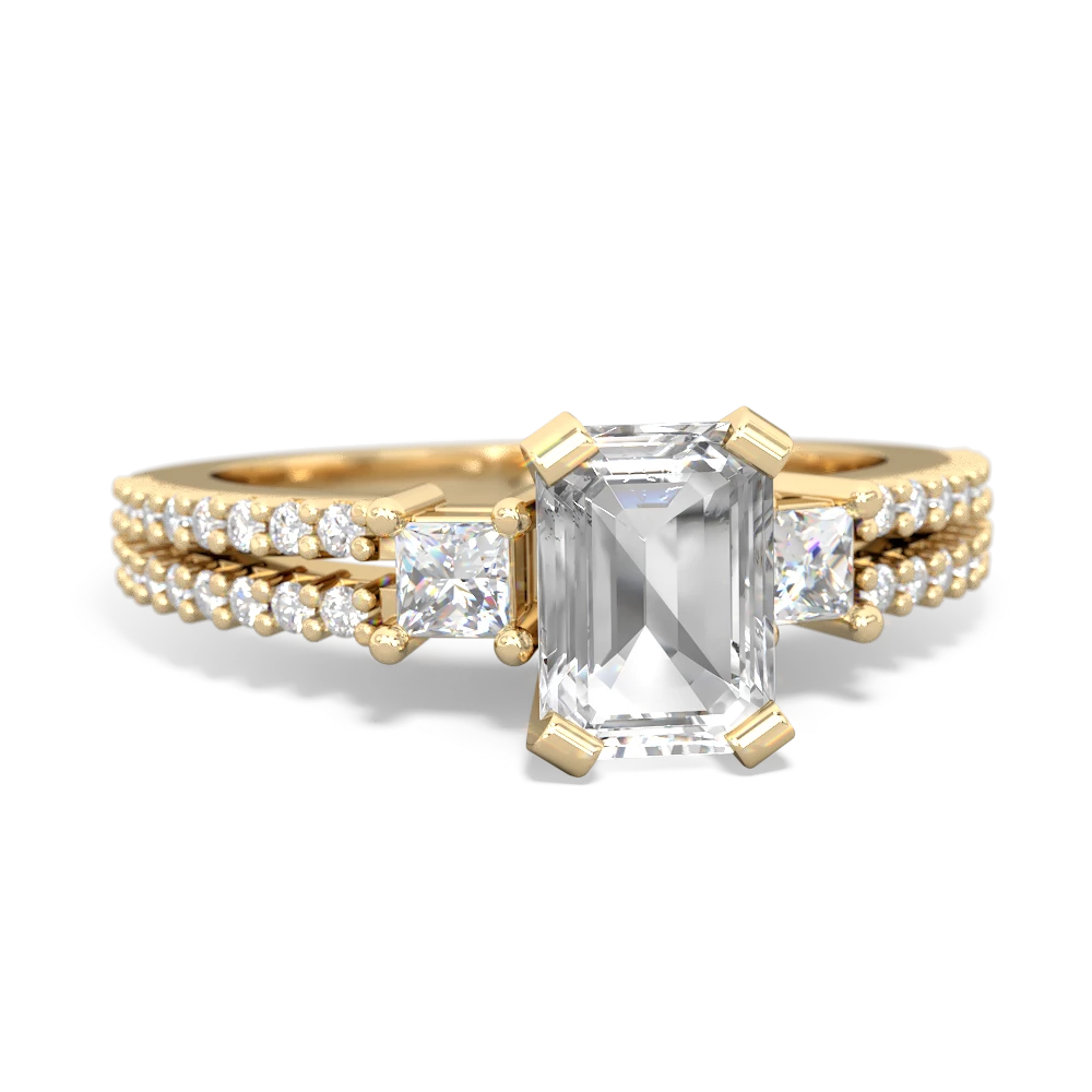 White Topaz Classic 7X5mm Emerald-Cut Engagement 14K Yellow Gold ring R26437EM