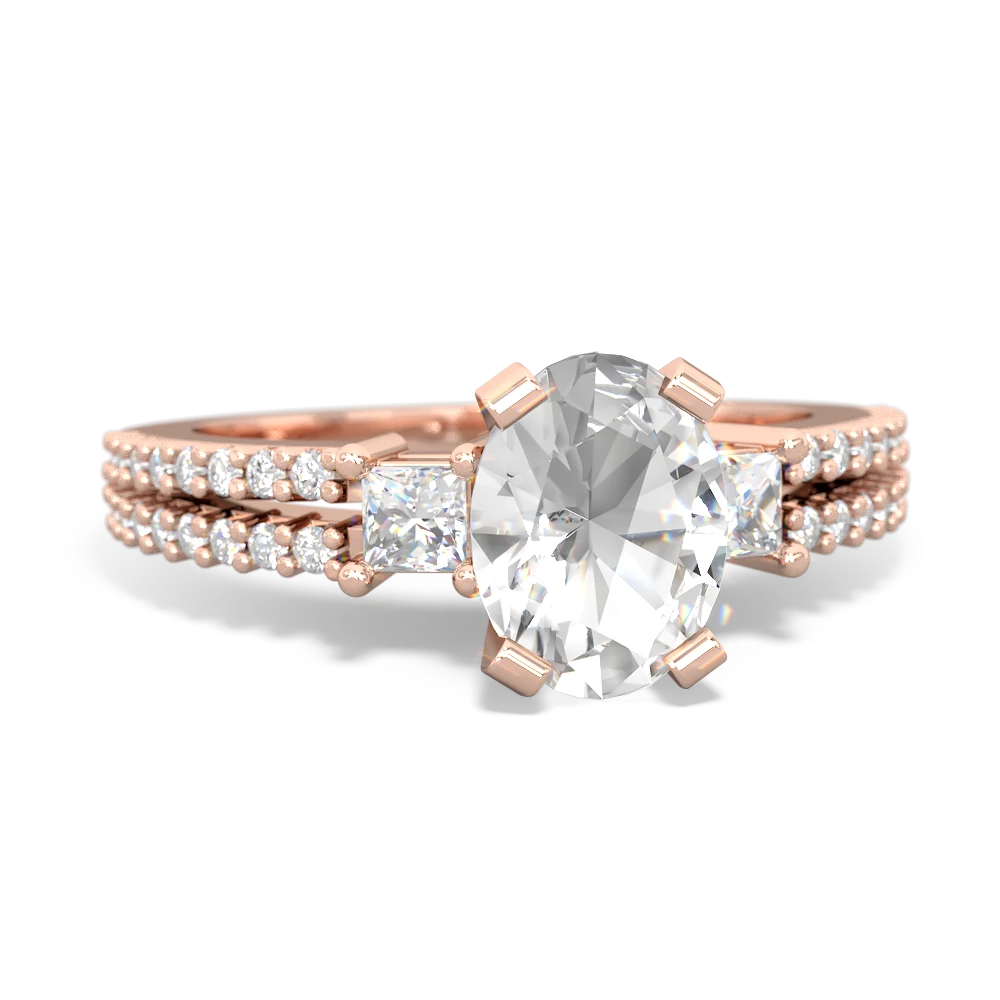 White Topaz Classic 8X6mm Oval Engagement 14K Rose Gold ring R26438VL