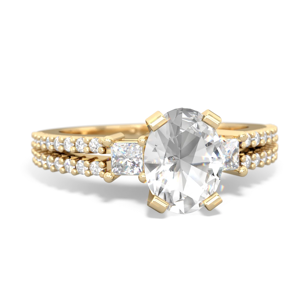 White Topaz Classic 8X6mm Oval Engagement 14K Yellow Gold ring R26438VL