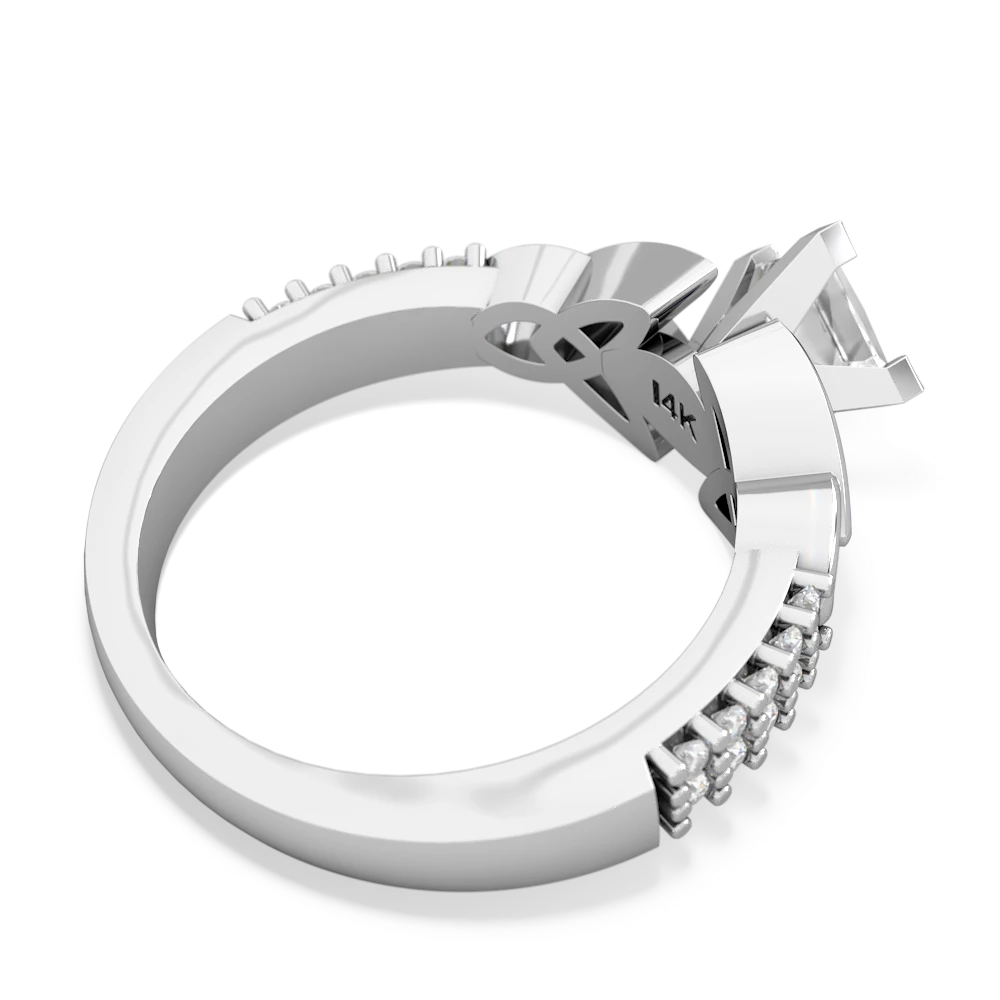 White Topaz Celtic Knot Engagement 14K White Gold ring R26445SQ - front view