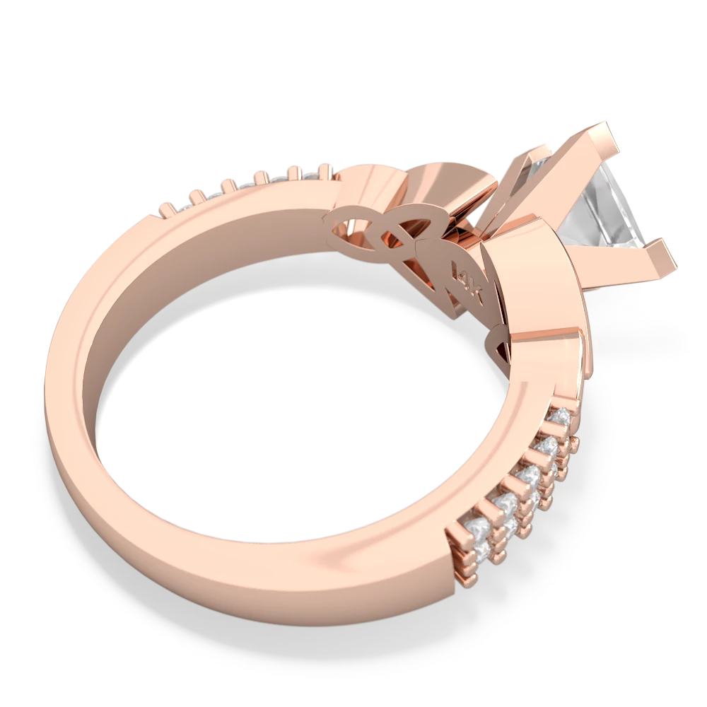 White Topaz Celtic Knot 6Mm Princess Engagement 14K Rose Gold ring R26446SQ