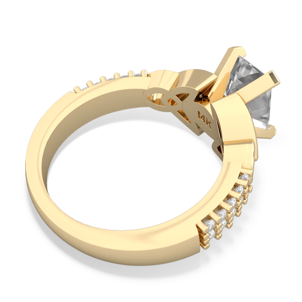 White Topaz Celtic Knot 8X6 Emerald-Cut Engagement 14K Yellow Gold ring R26448EM