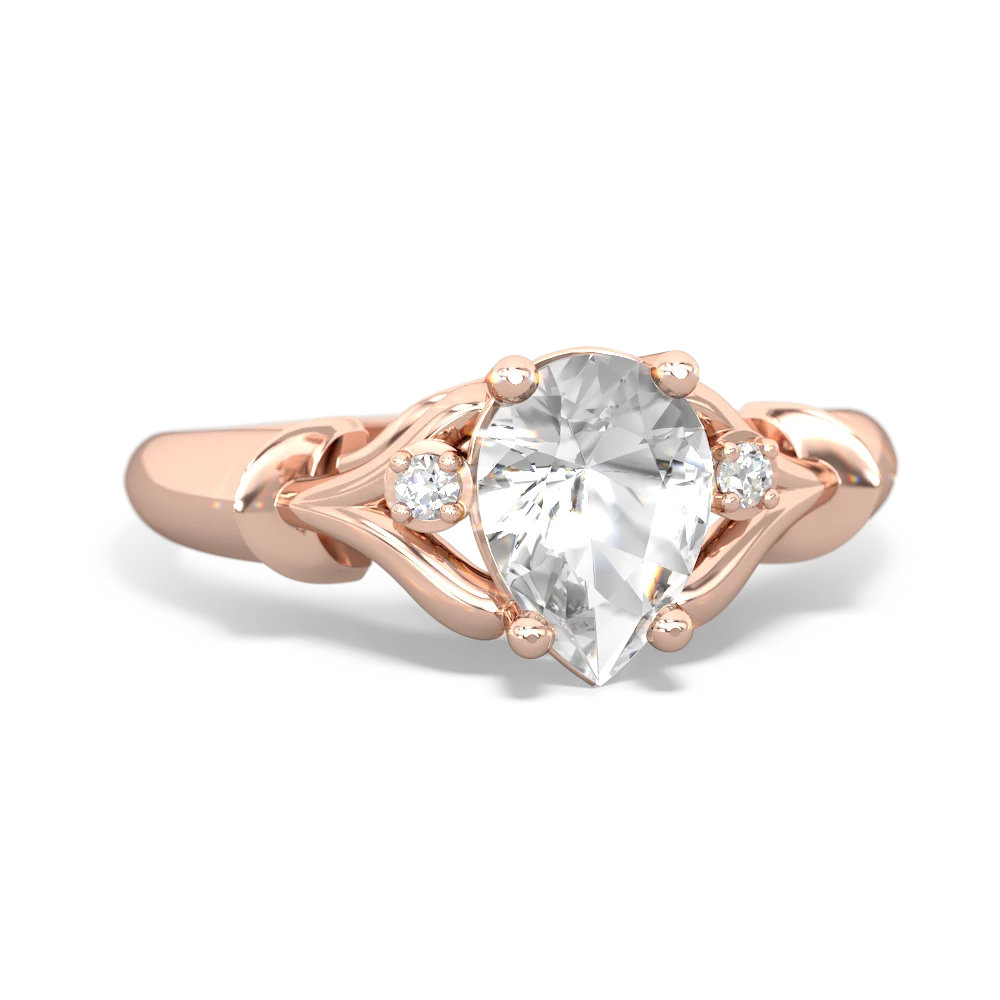 White Topaz Precious Pear 14K Rose Gold ring R0826