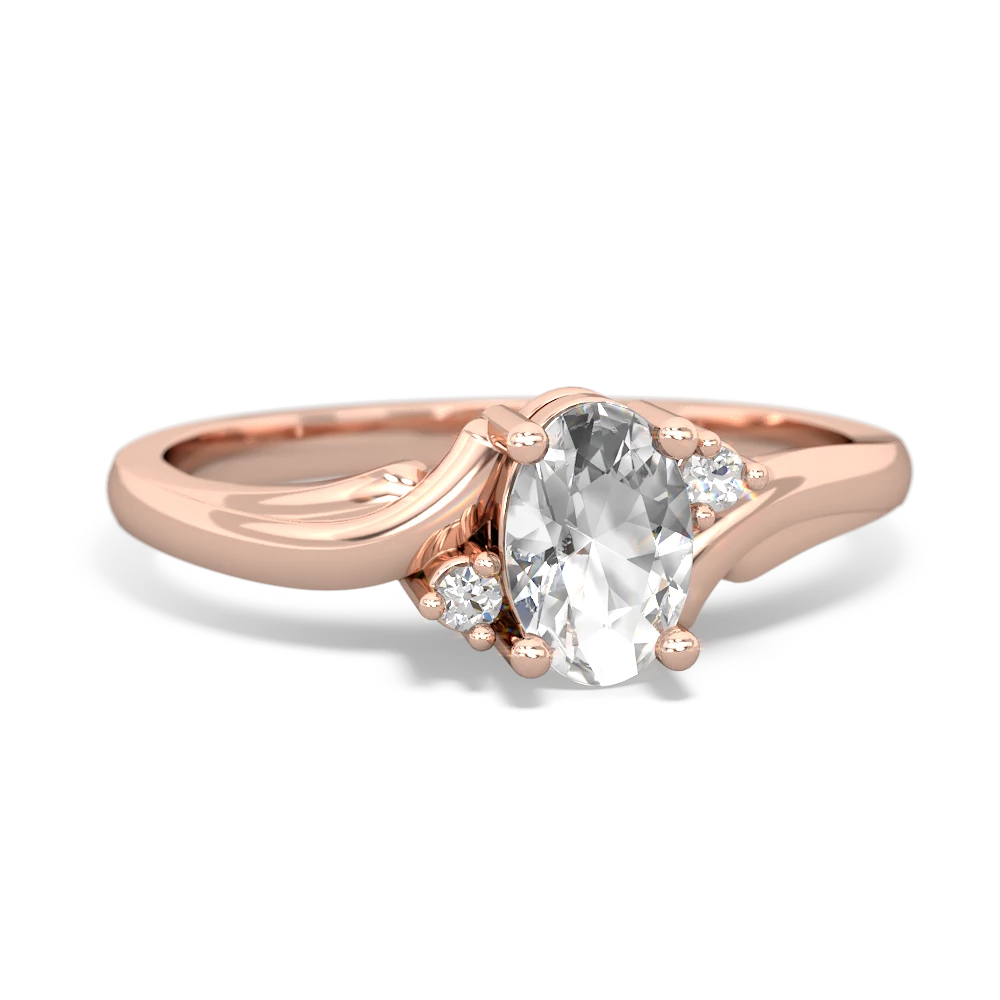 White Topaz Elegant Swirl 14K Rose Gold ring R2173