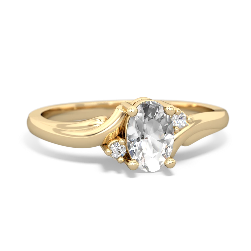 White Topaz Elegant Swirl 14K Yellow Gold ring R2173