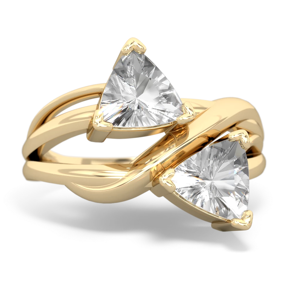 White Topaz Split Band Swirl 14K Yellow Gold ring R2341