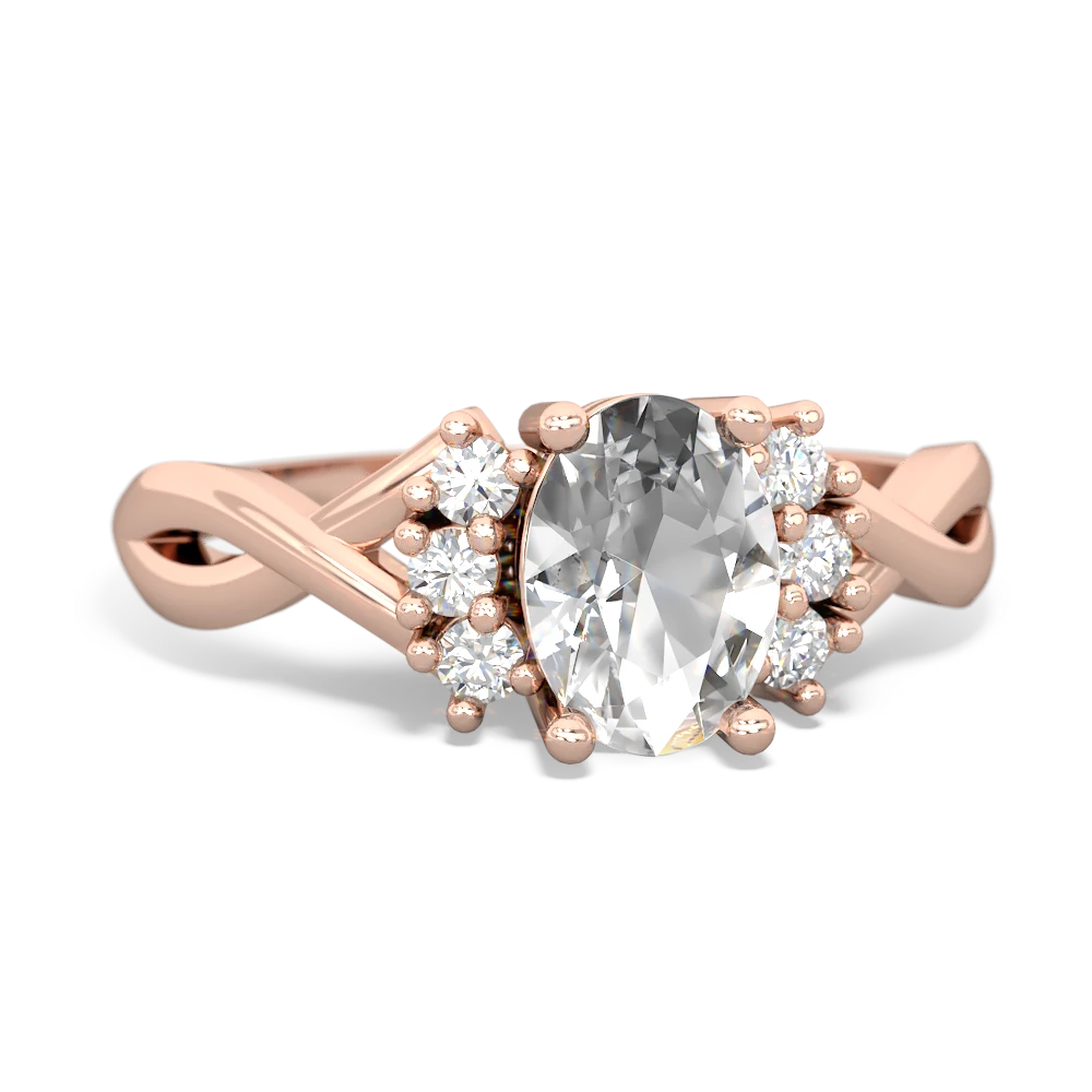 White Topaz Victorian Twist 14K Rose Gold ring R2497