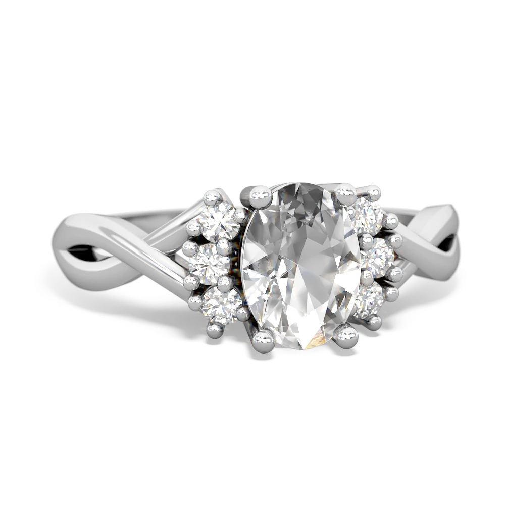 White Topaz Victorian Twist 14K White Gold ring R2497