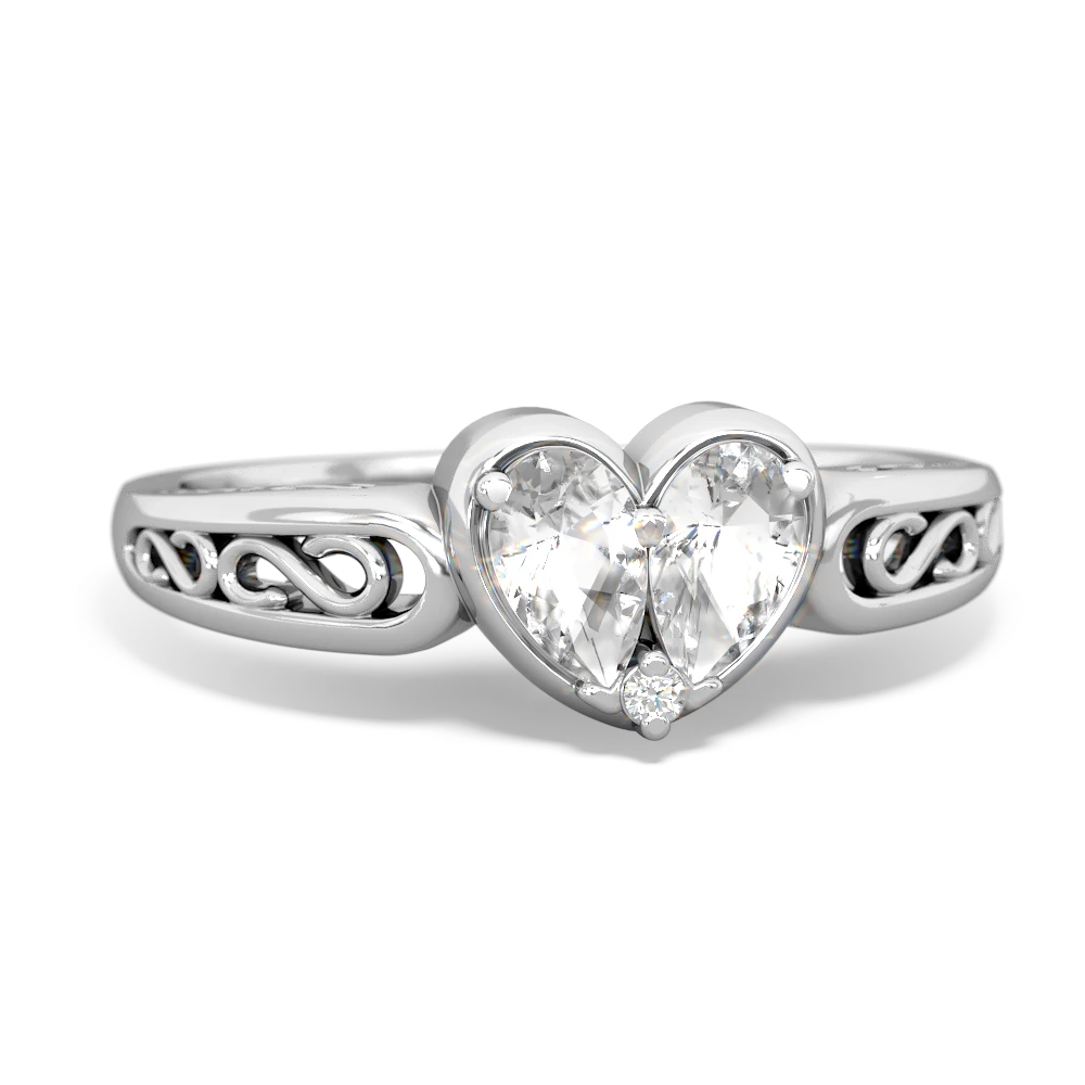 White Topaz Filligree 'One Heart' 14K White Gold ring R5070