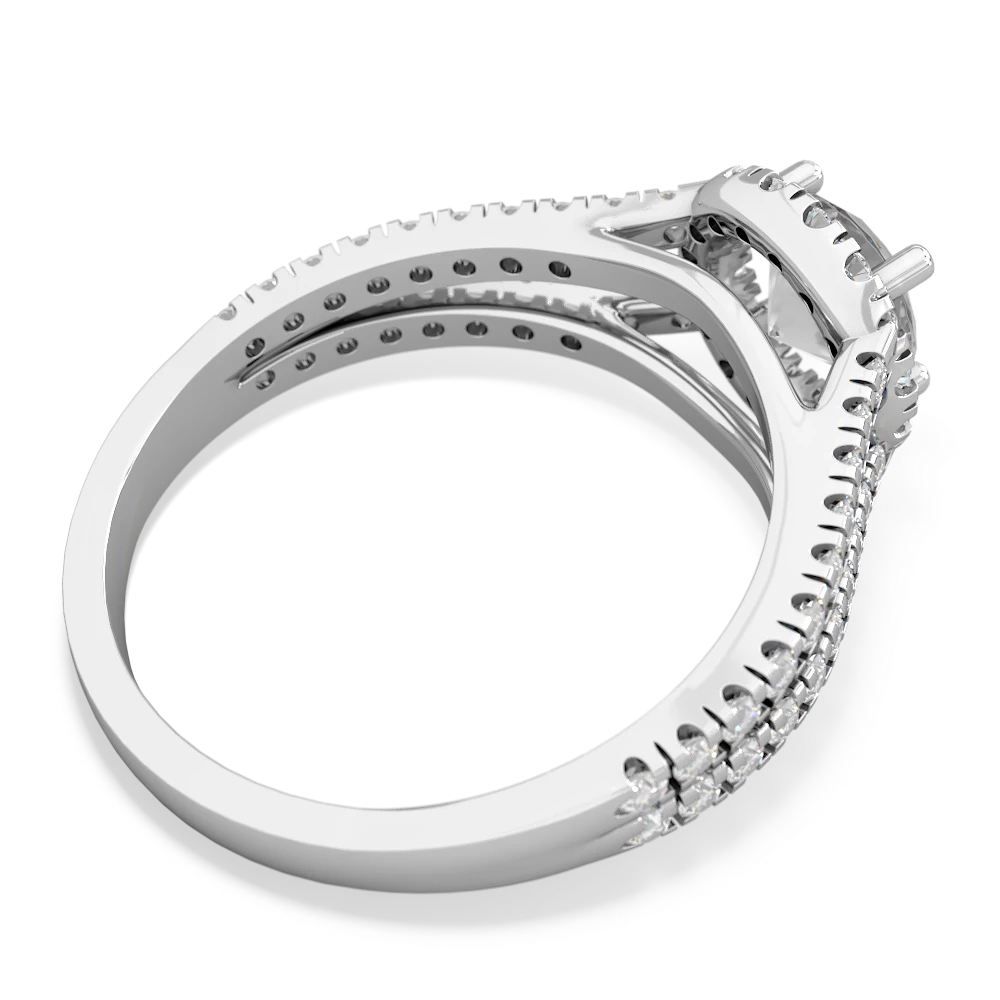 White Topaz Pave Halo 14K White Gold ring R5490