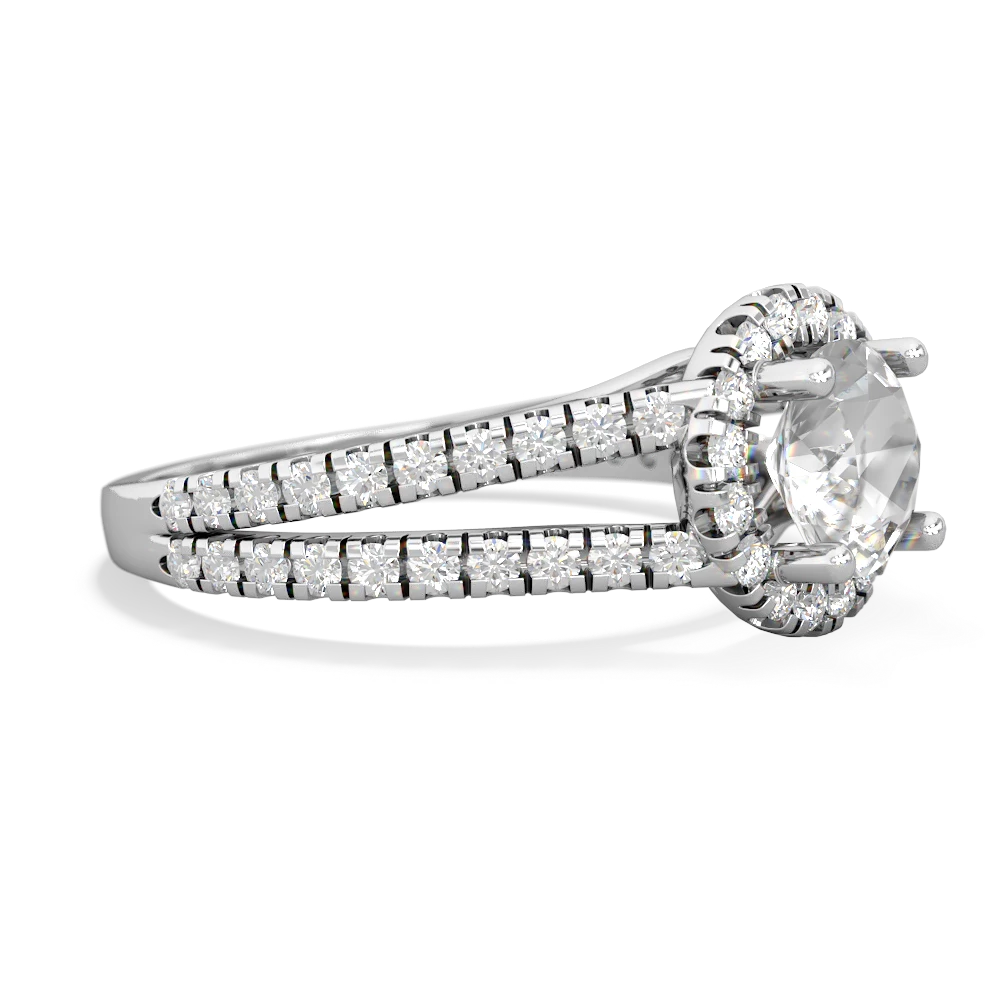 White Topaz Pave Halo 14K White Gold ring R5490