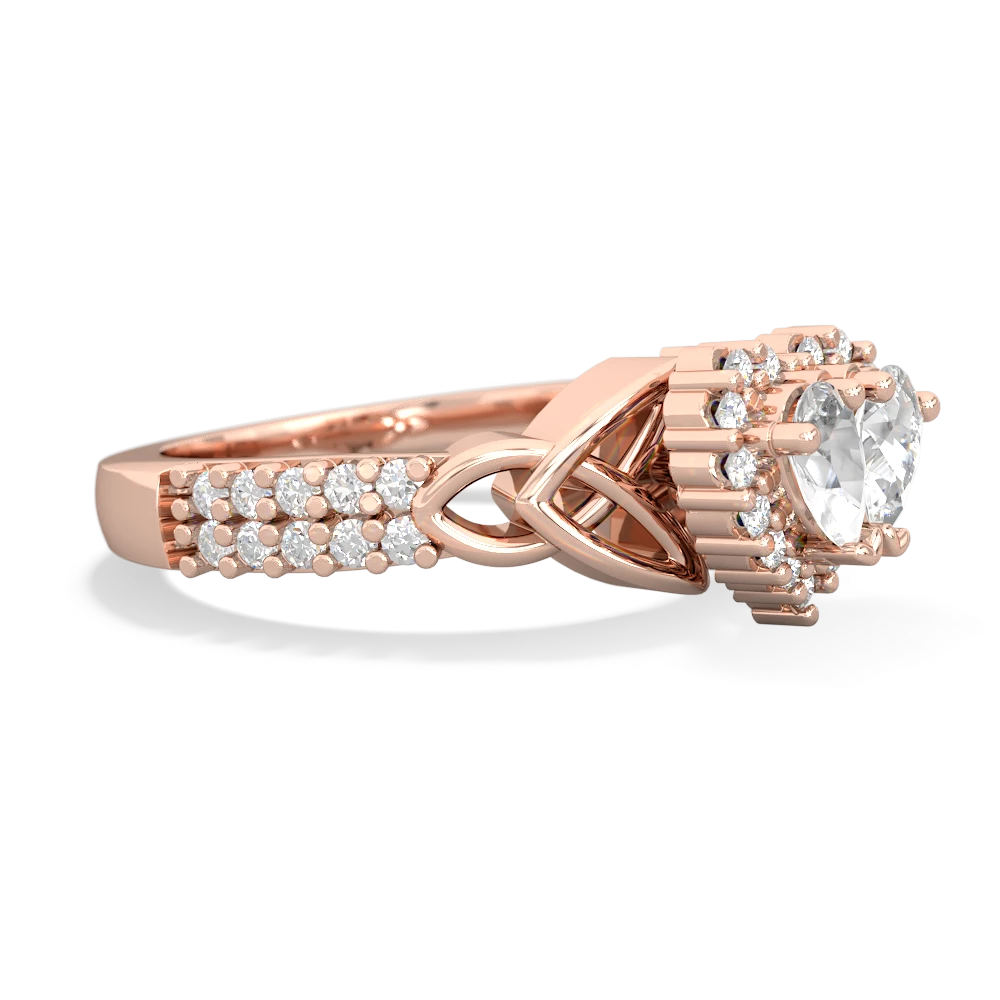 White Topaz Celtic Knot Two Hearts As One 14K Rose Gold ring R2644HRT