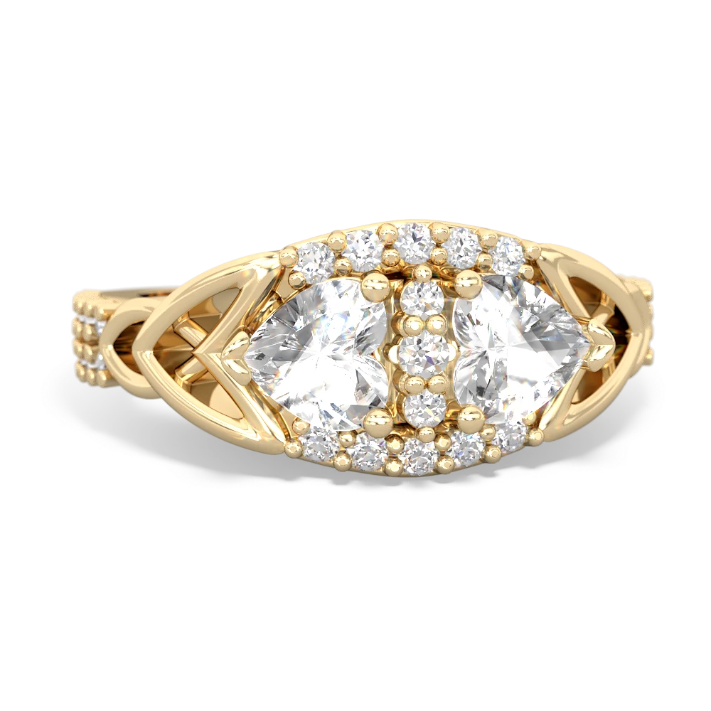 White Topaz Sparkling Celtic Knot 14K Yellow Gold ring R2645