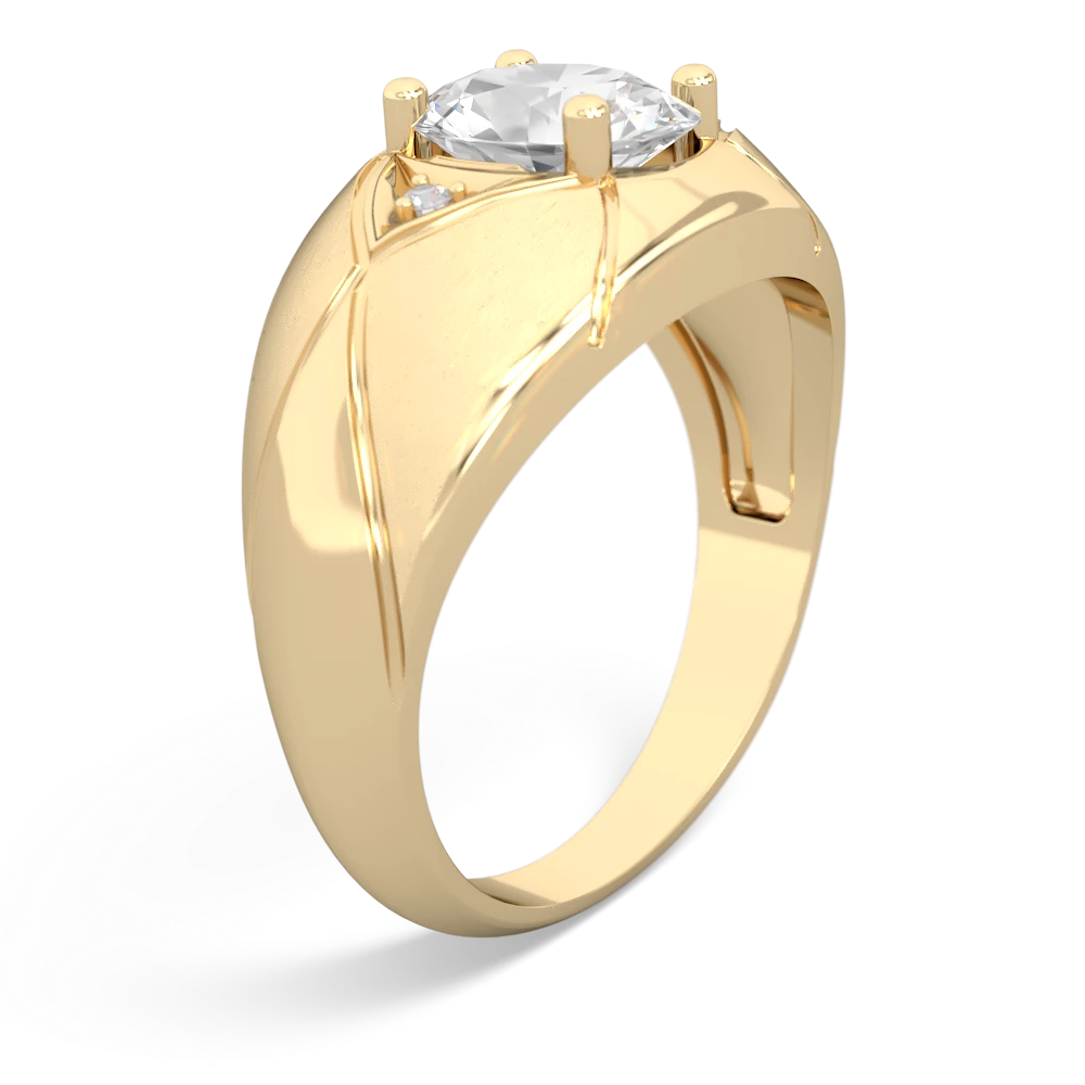 White Topaz Men's Crossroads 14K Yellow Gold ring R0361