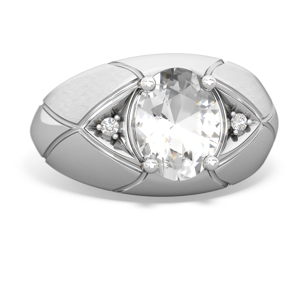 White Topaz Men's Crossroads 14K White Gold ring R0361