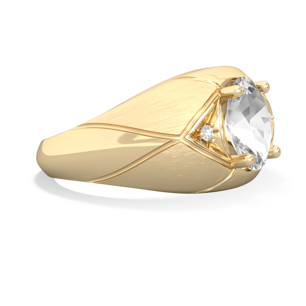 White Topaz Men's Crossroads 14K Yellow Gold ring R0361