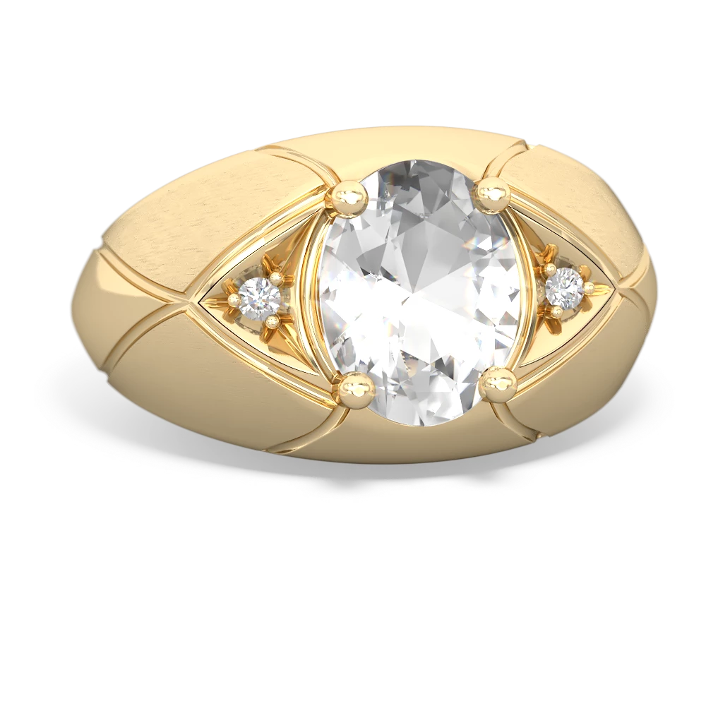 White Topaz Men's Crossroads 14K Yellow Gold ring R0361