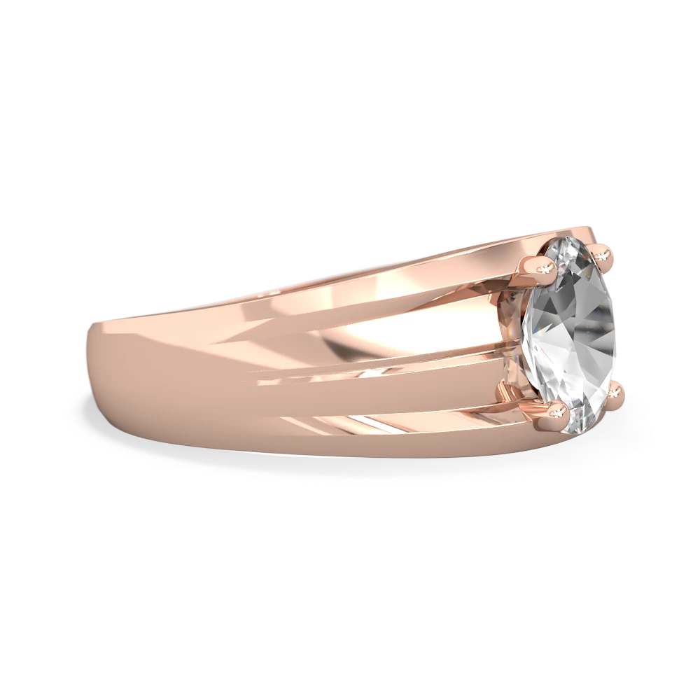 White Topaz Men's Two Lane 14K Rose Gold ring R0363