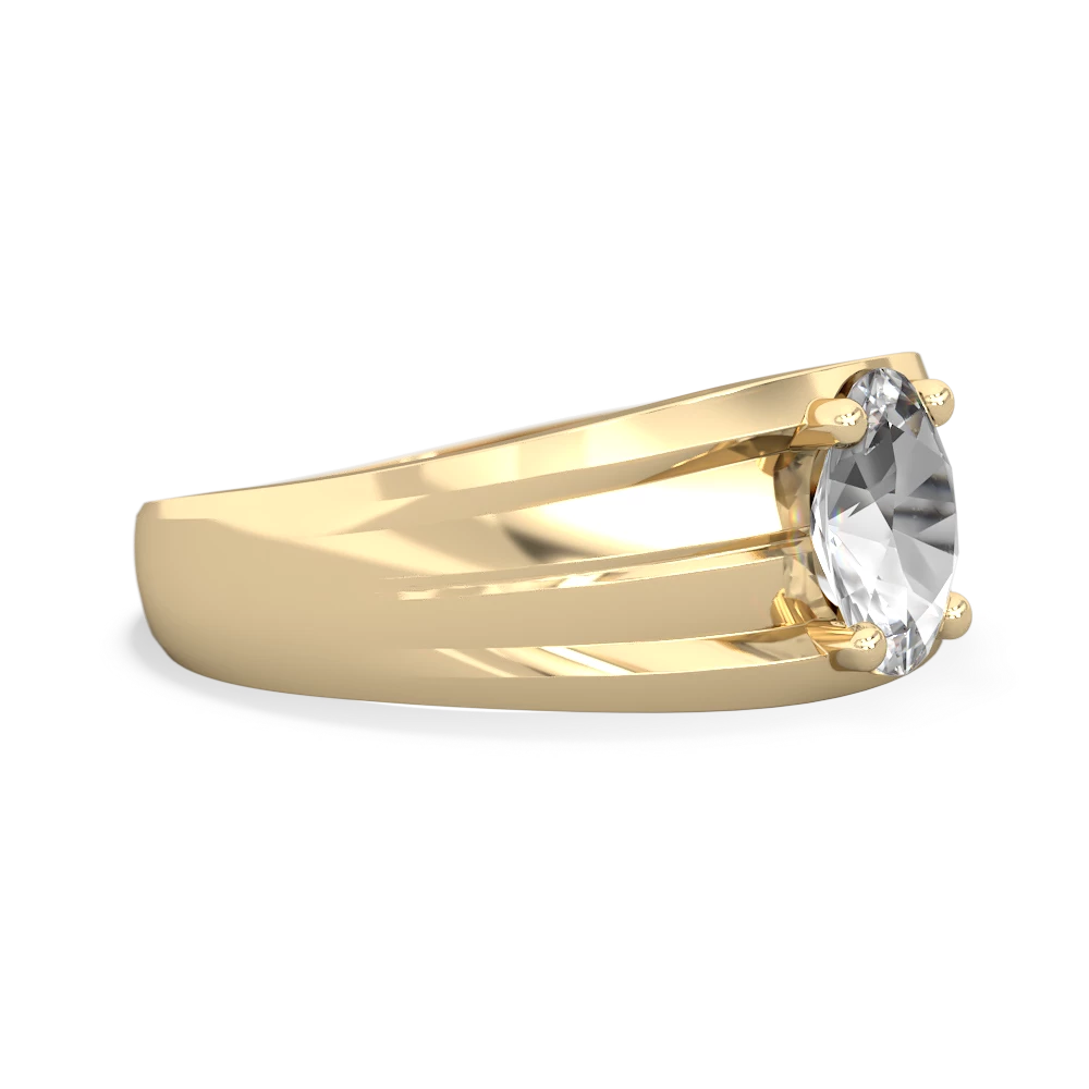 White Topaz Men's Two Lane 14K Yellow Gold ring R0363