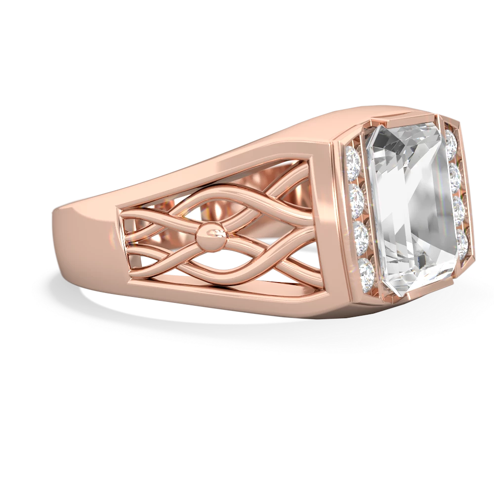 White Topaz Men's Vine 14K Rose Gold ring R0490