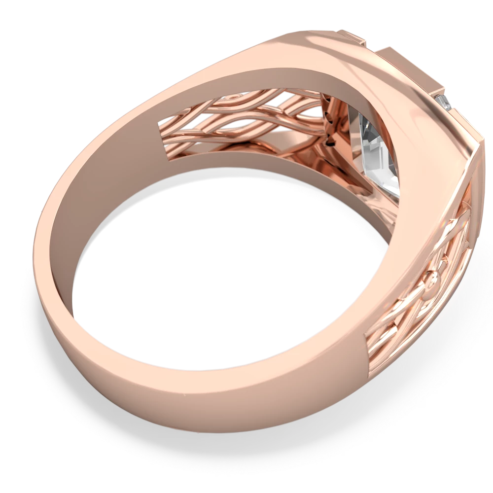 White Topaz Men's Vine 14K Rose Gold ring R0490