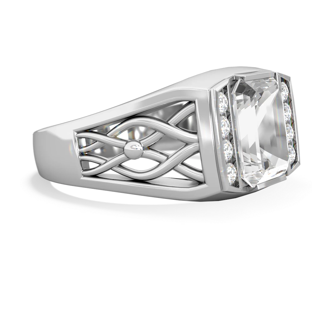 White Topaz Men's Vine 14K White Gold ring R0490