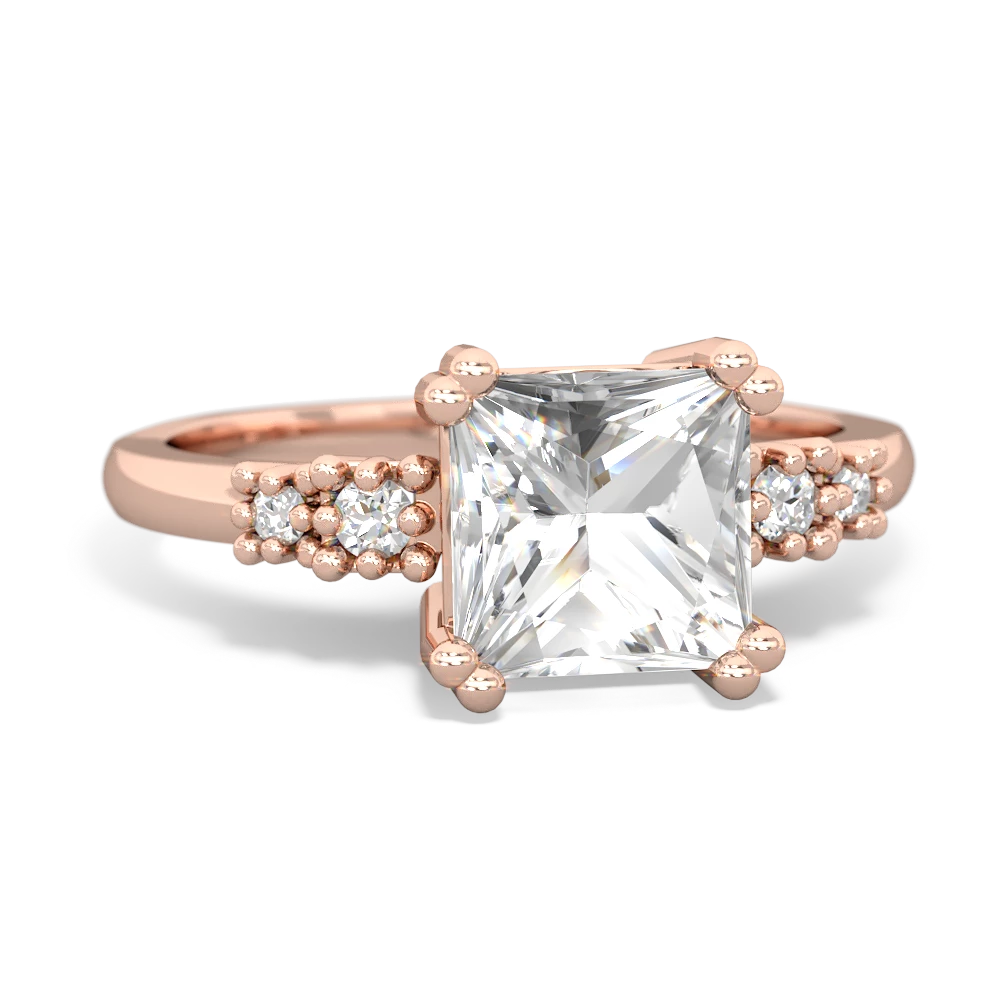 White Topaz Art Deco Princess 14K Rose Gold ring R2014