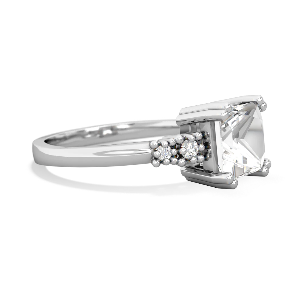 White Topaz Art Deco Princess 14K White Gold ring R2014