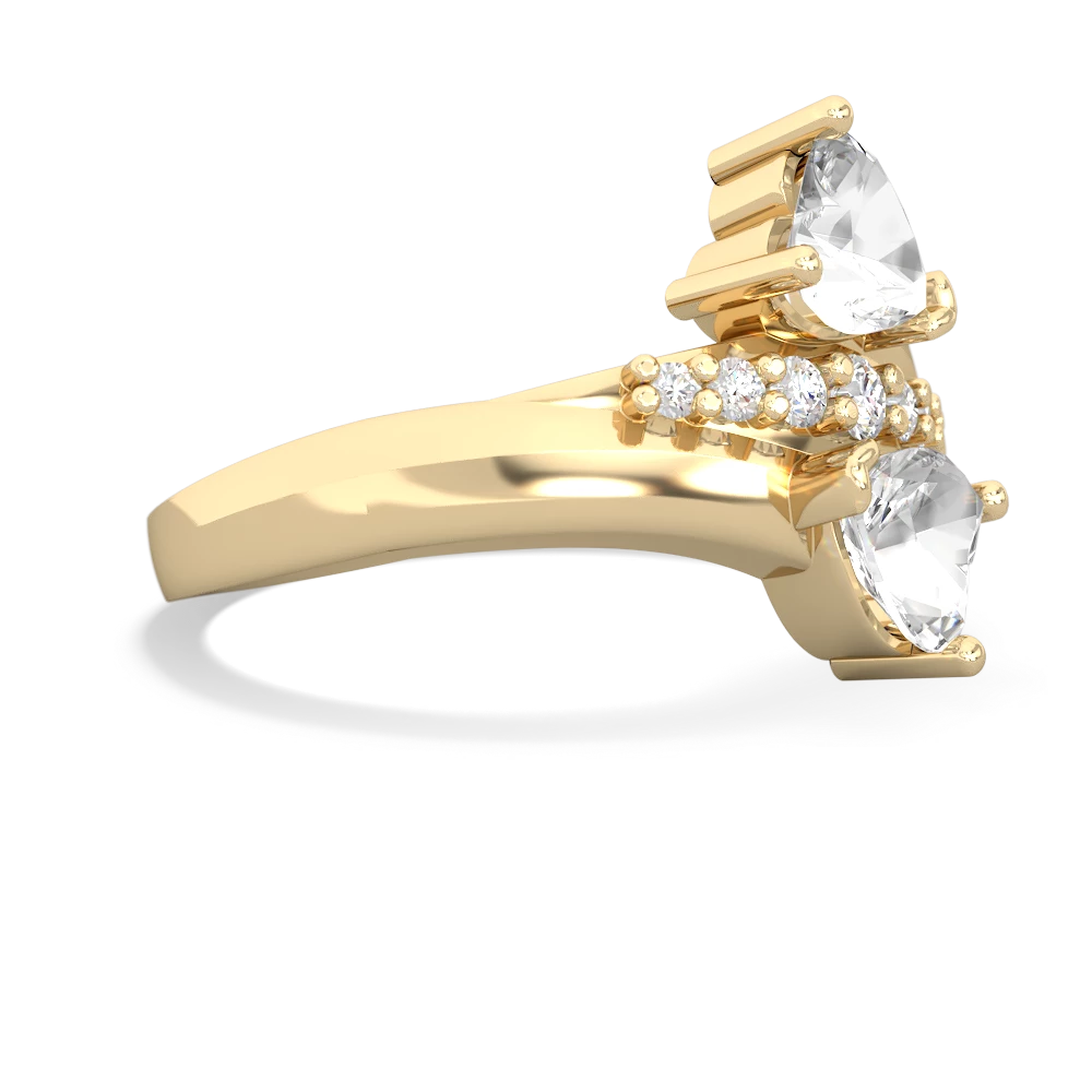 White Topaz Heart To Heart 14K Yellow Gold ring R2064