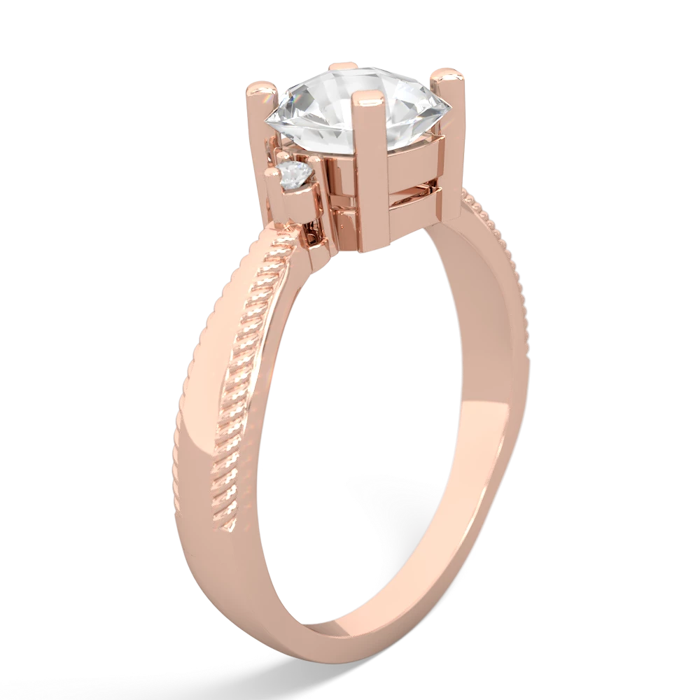 White Topaz Cushion Rope 14K Rose Gold ring R2484