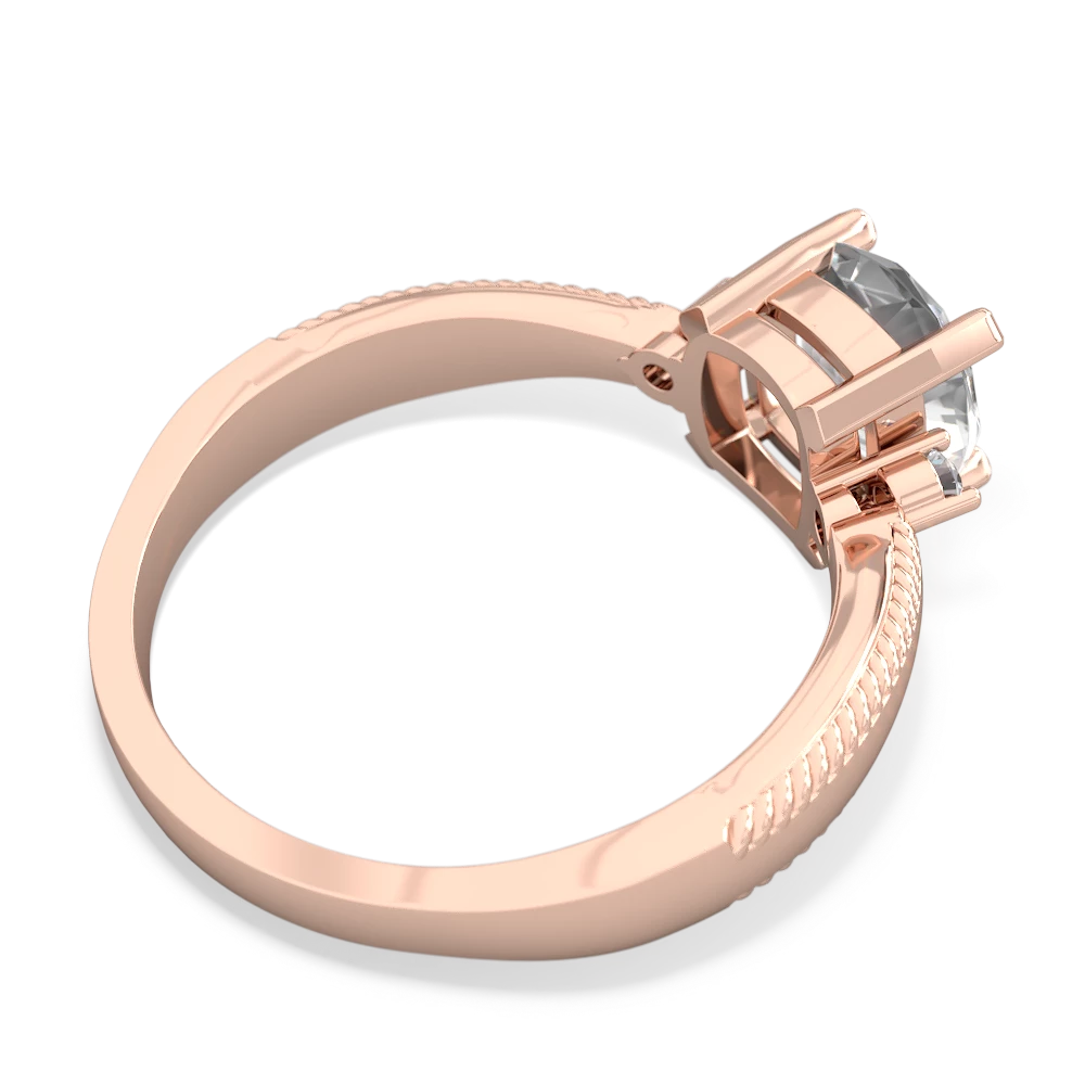 White Topaz Cushion Rope 14K Rose Gold ring R2484