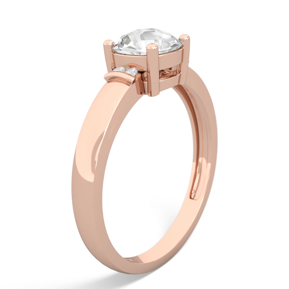 White Topaz Simply Elegant Cushion 14K Rose Gold ring R2489