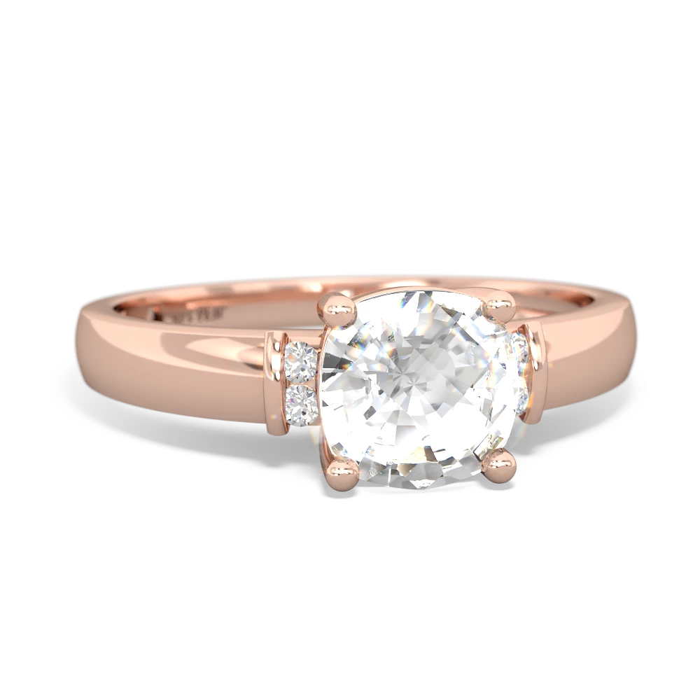 White Topaz Simply Elegant Cushion 14K Rose Gold ring R2489