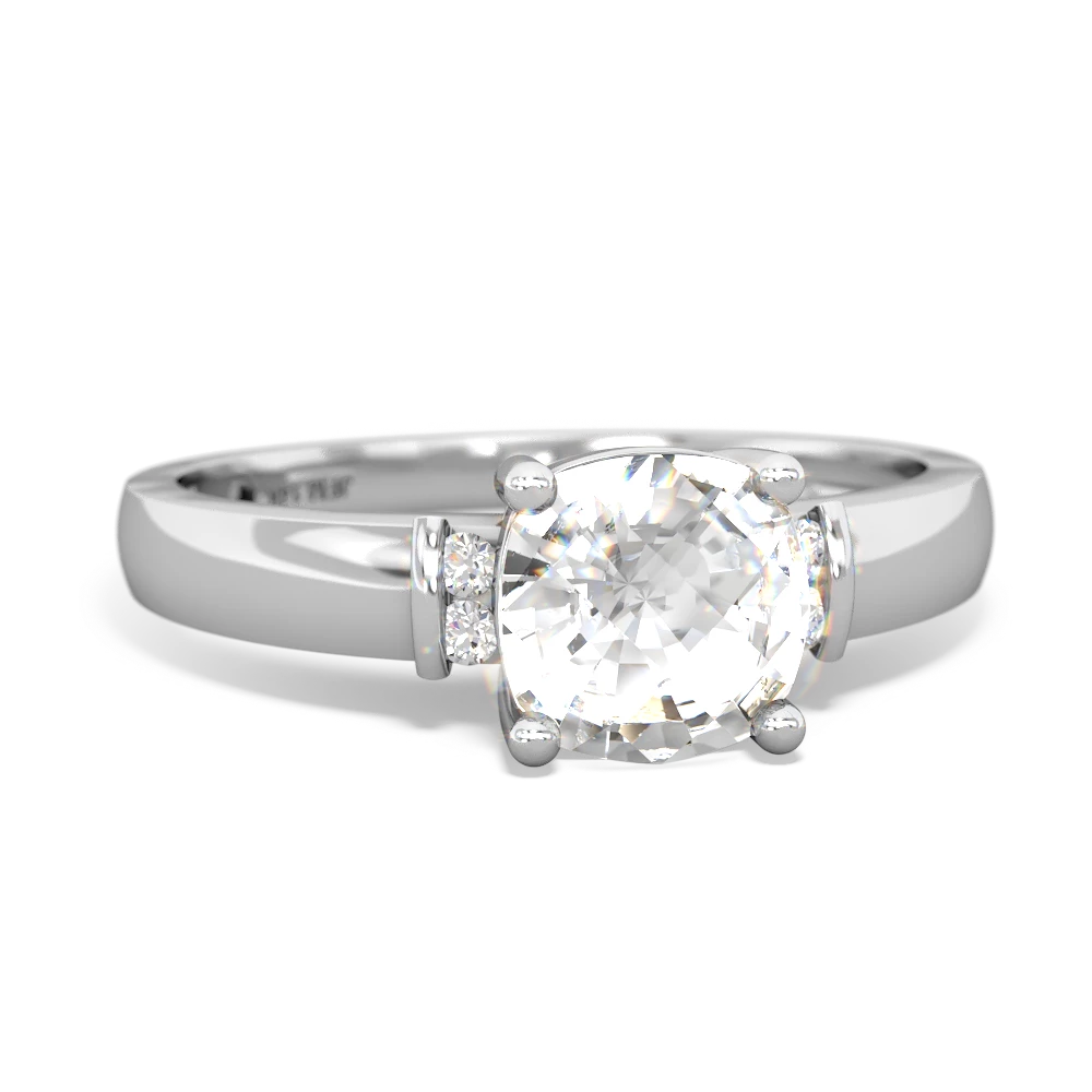 White Topaz Simply Elegant Cushion 14K White Gold ring R2489