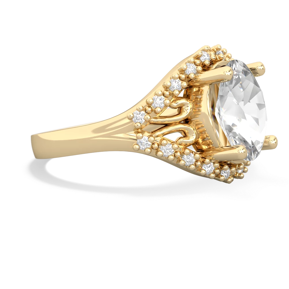 White Topaz Antique Style Cocktail 14K Yellow Gold ring R2564