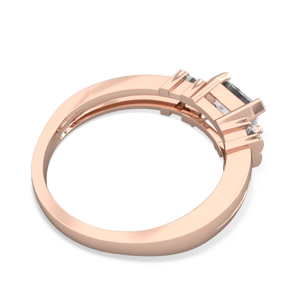 White Topaz Art Deco East-West 14K Rose Gold ring R2590