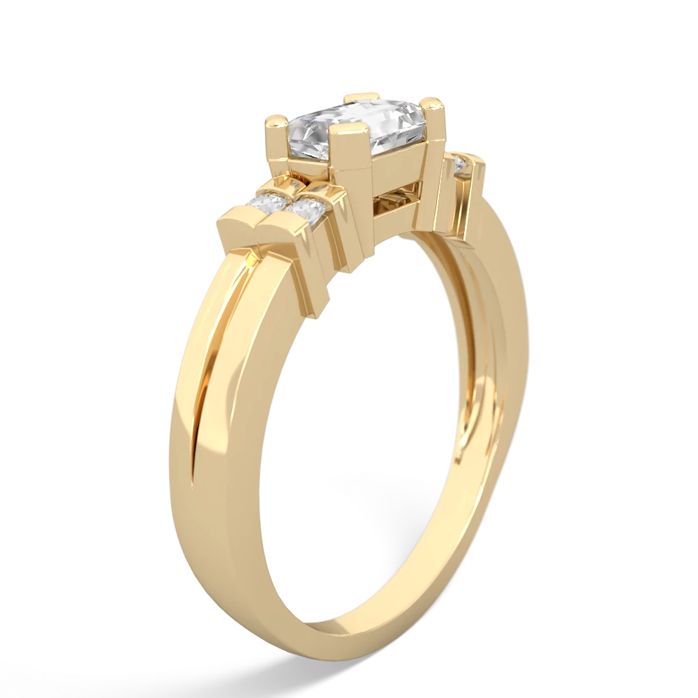 White Topaz Art Deco East-West 14K Yellow Gold ring R2590