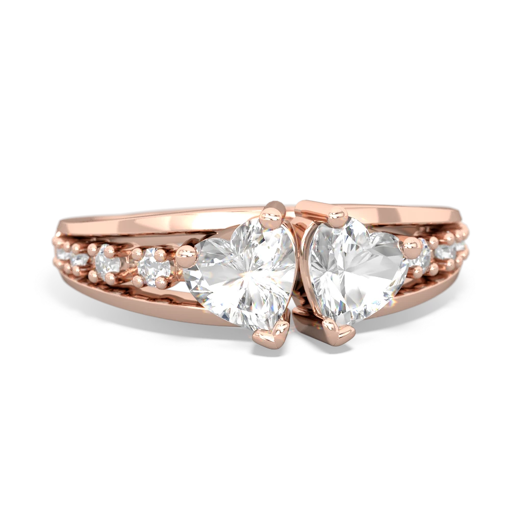 White Topaz Heart To Heart 14K Rose Gold ring R3342