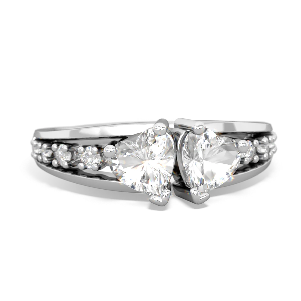 White Topaz Heart To Heart 14K White Gold ring R3342