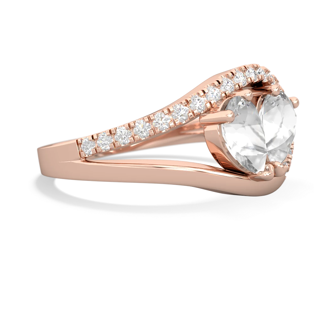 White Topaz Nestled Heart Keepsake 14K Rose Gold ring R5650