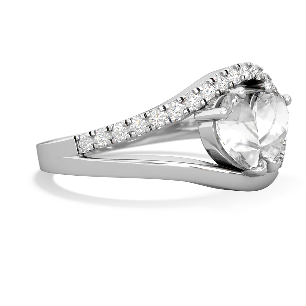 White Topaz Nestled Heart Keepsake 14K White Gold ring R5650