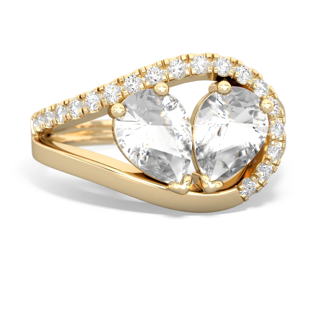 White Topaz Nestled Heart Keepsake 14K Yellow Gold ring R5650