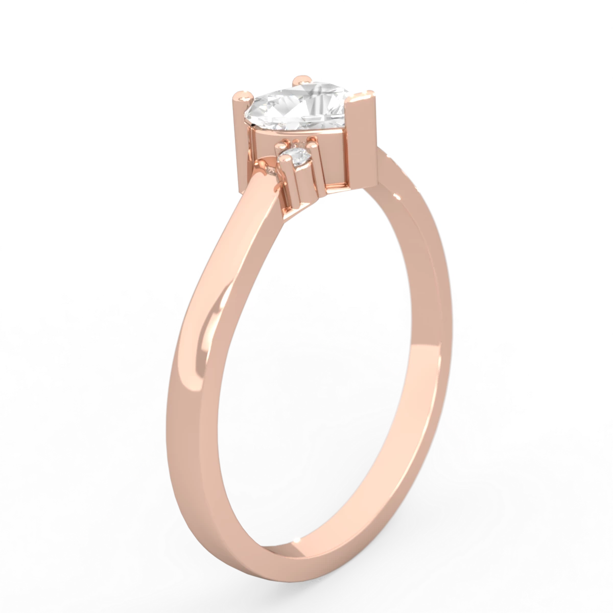 White Topaz Delicate Heart 14K Rose Gold ring R0203